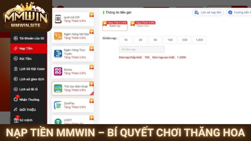 Nạp tiền MMWIN – Bí quyết chơi thăng hoa